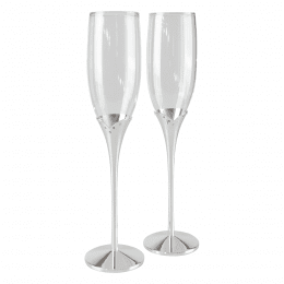 Champagneglas nysilver med kristaller