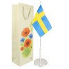 Flaggstång nysilver med slät fot och flagga H40cm