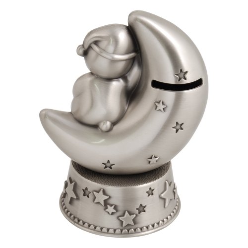 Sparbössa Nalle/måne speldosa tennfinish H16cm