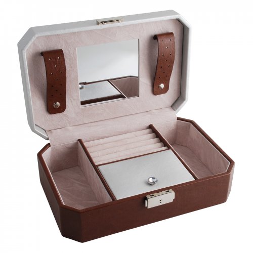 Smyckeskrin sammet/skinnim m kristaller 26X17XH9,5cm