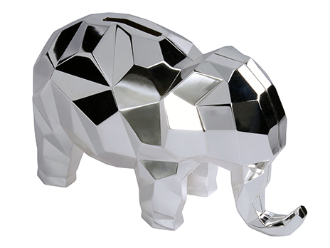 Sparbössa Elefant nysilver geometric design H9,5cm