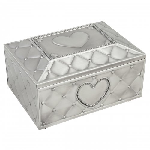 Smyckeskrin med Speldosa,rosa inredning 18X13cm tennfinish