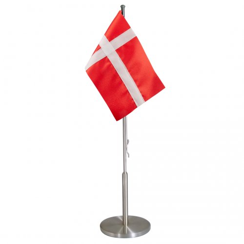 Flaggstång rostfri med dansk flagga H40cm