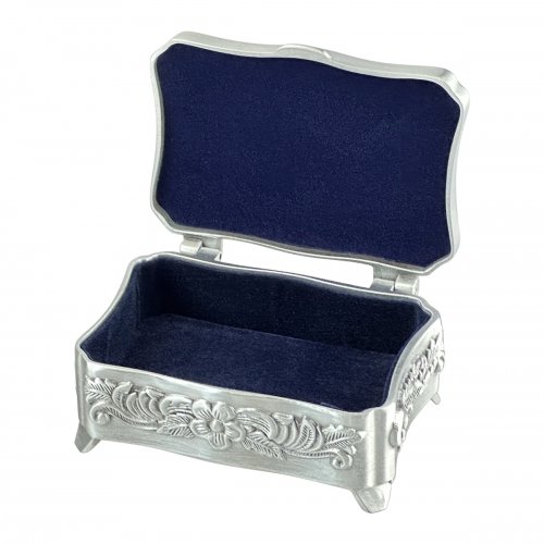 Smyckeskrin m rosdekor 8X5,5cm tennfinish