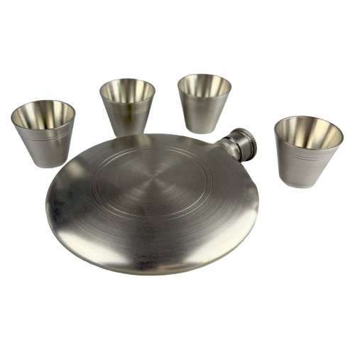 Plunta + 4 Snapsbägare tenn