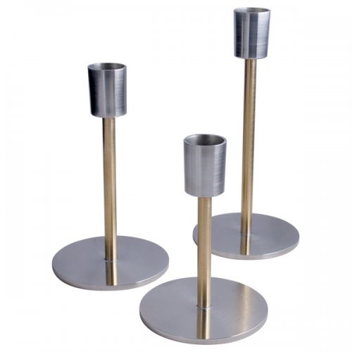 Tenn/mässing-ljusstakar 3-p H18, 15 och 12cm