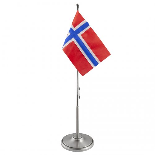 Flaggstång tenn med norsk flagga H42cm