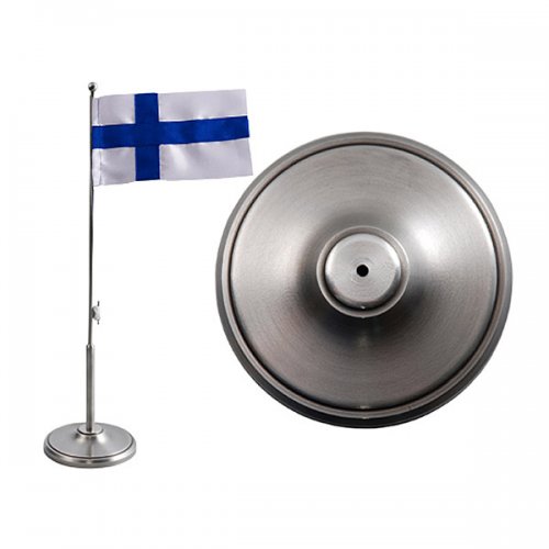 Flaggstång tenn med finsk flagga H42cm