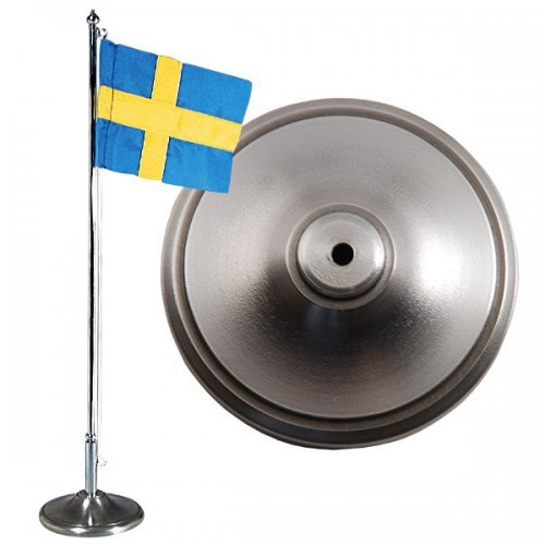 Flaggstång tenn slät H30cm med flagga