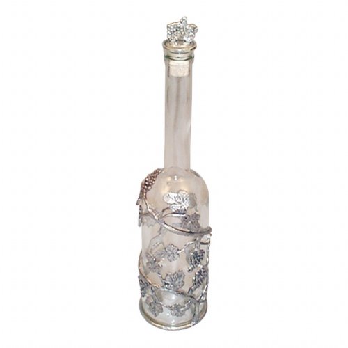 Glasflaska/druvdekor m kork tenn H31cm