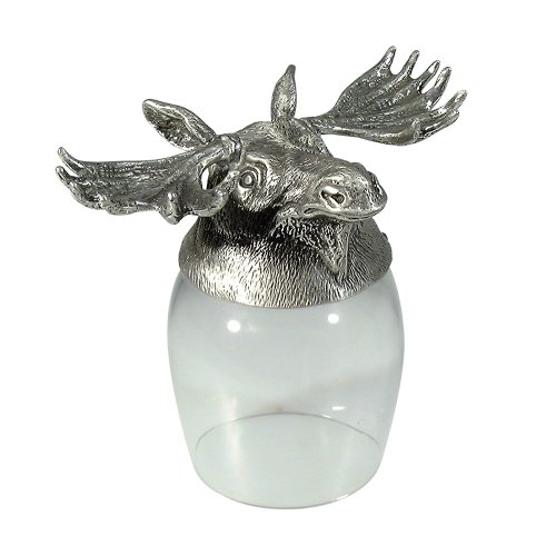 Bägare glas/älghuvud tenn 0,65ml H7,5cm
