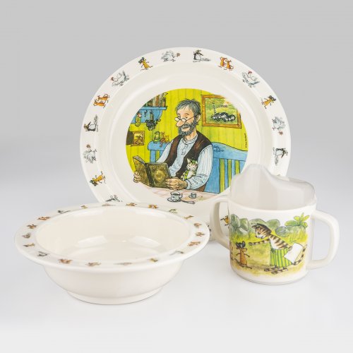 Pettson och Findus barnset melamin 3-del dekor av Sven Nordqvist. OBS! Mindre skönhetsfel
