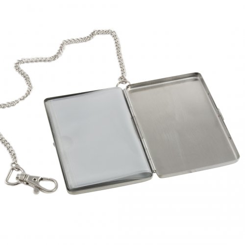 Kredit/Visitkortsetui m kedja 6 plastfickor rf