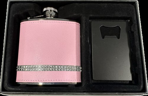 Plunta 15cl rosa med kristaller och svart flasköppnare